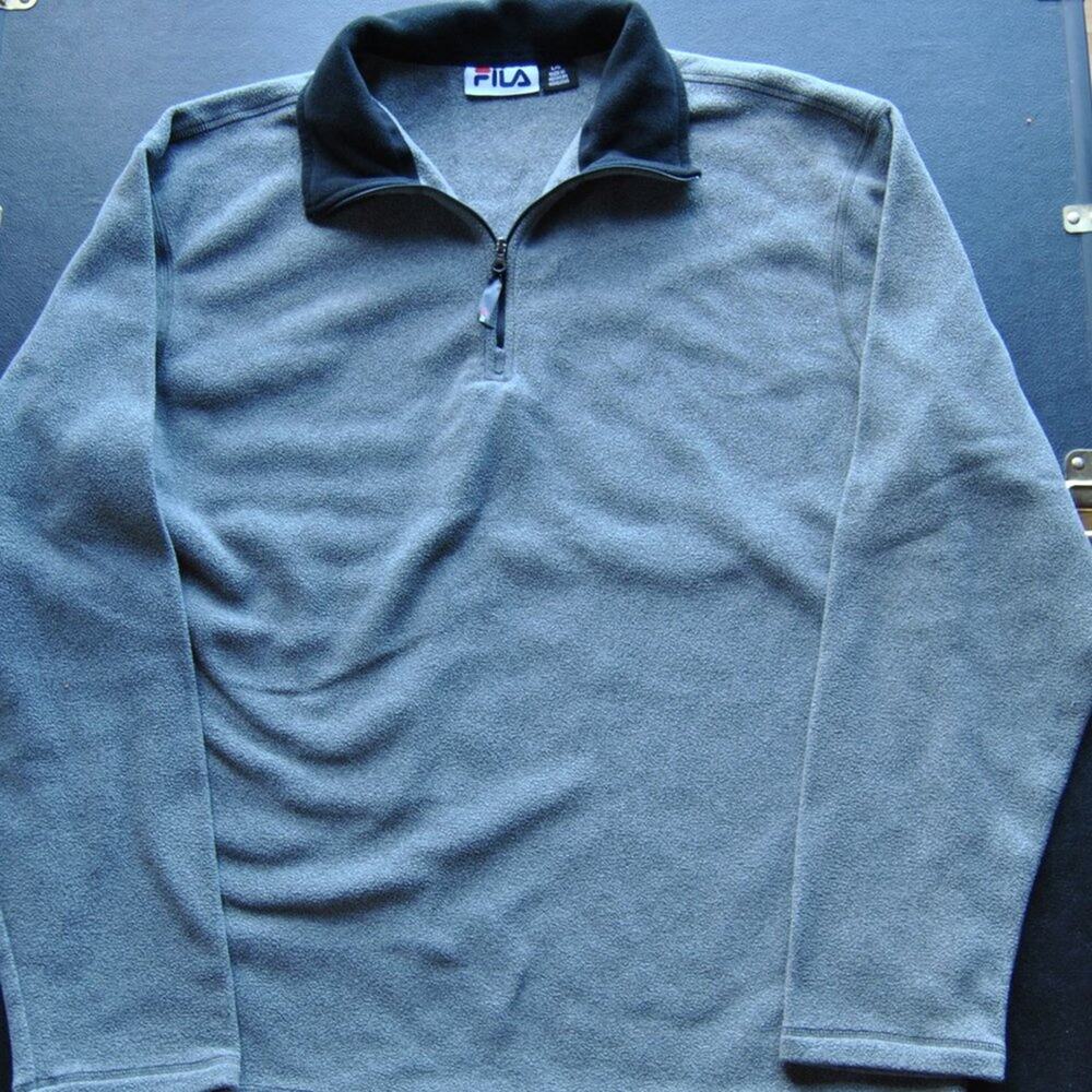 Fila Quarter Zip Gray Fleece Pull Over Sweater Large
